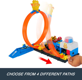 Hot Wheels loop and hairpin turn deliver fast, precise action.