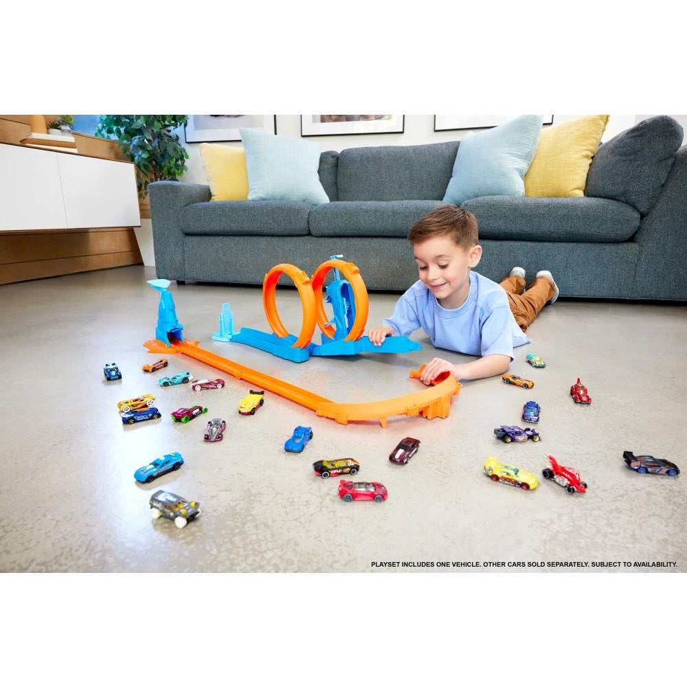Hot Wheels Loop Kicker propels cars toward the finish line