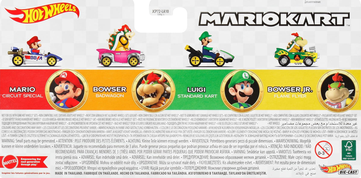 Hot Wheels Mario Kart 4-Pack on-track action showcases dynamic racing and imaginative play.
