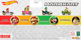 Hot Wheels Mario Kart 4-Pack on-track action showcases dynamic racing and imaginative play.