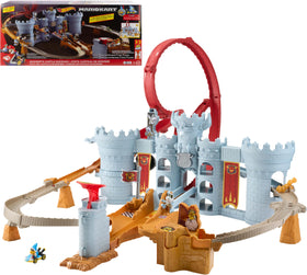 Hot Wheels Mario Kart Bowser’s Castle track set offers engaging racing fun.