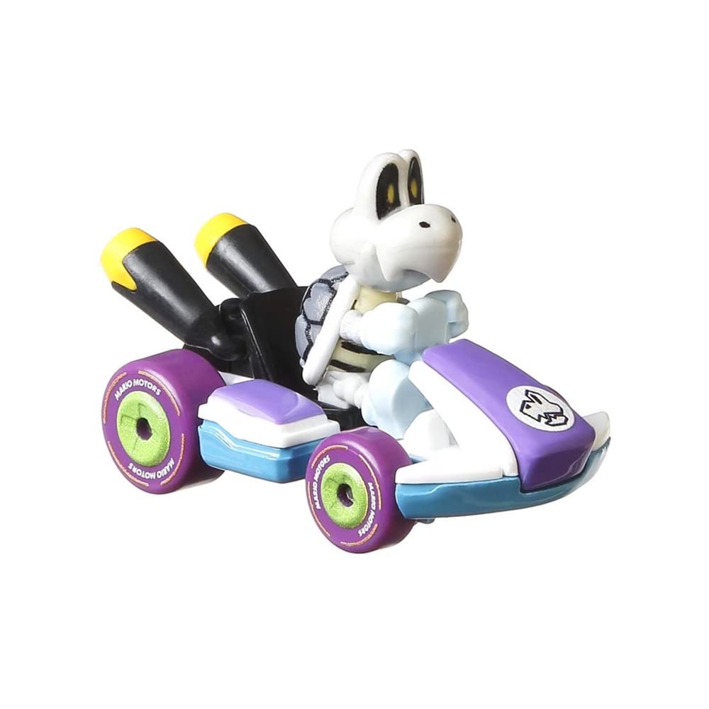 Hot Wheels Mario Kart Dry Bones front view with glossy die-cast finish for display and play.
