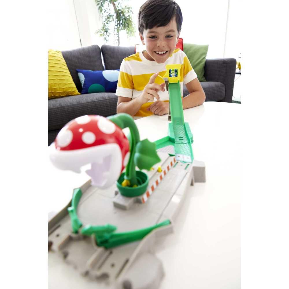 Gravity launcher action in Hot Wheels Mario Kart set for dynamic racing