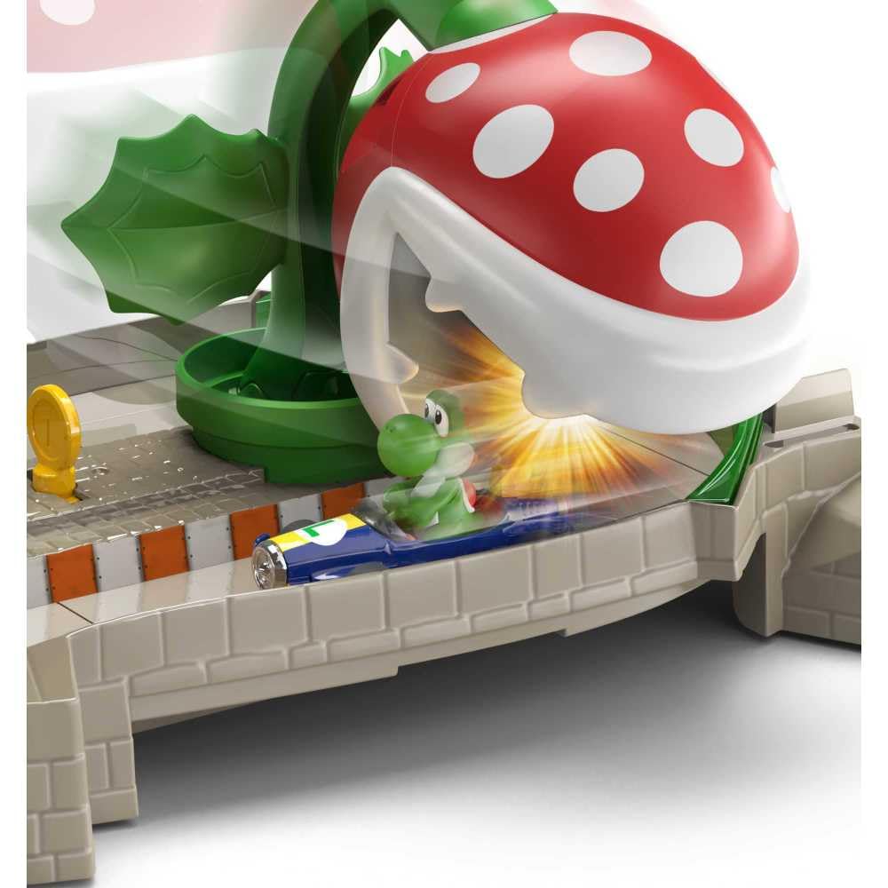 Yoshi die-cast kart included for authentic Mario Kart racing fun
