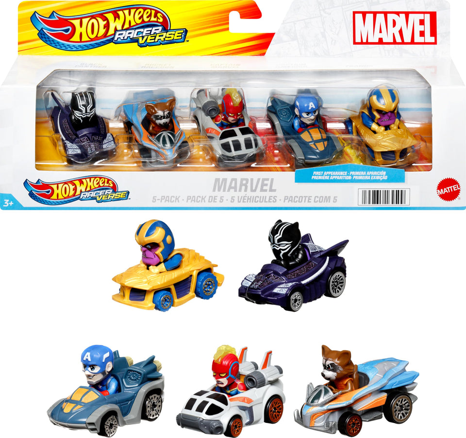 Hot Wheels Marvel RacerVerse Rocket car, ready for action-packed track play.