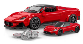 Display-ready Maserati MC20 setup with the included mini car
