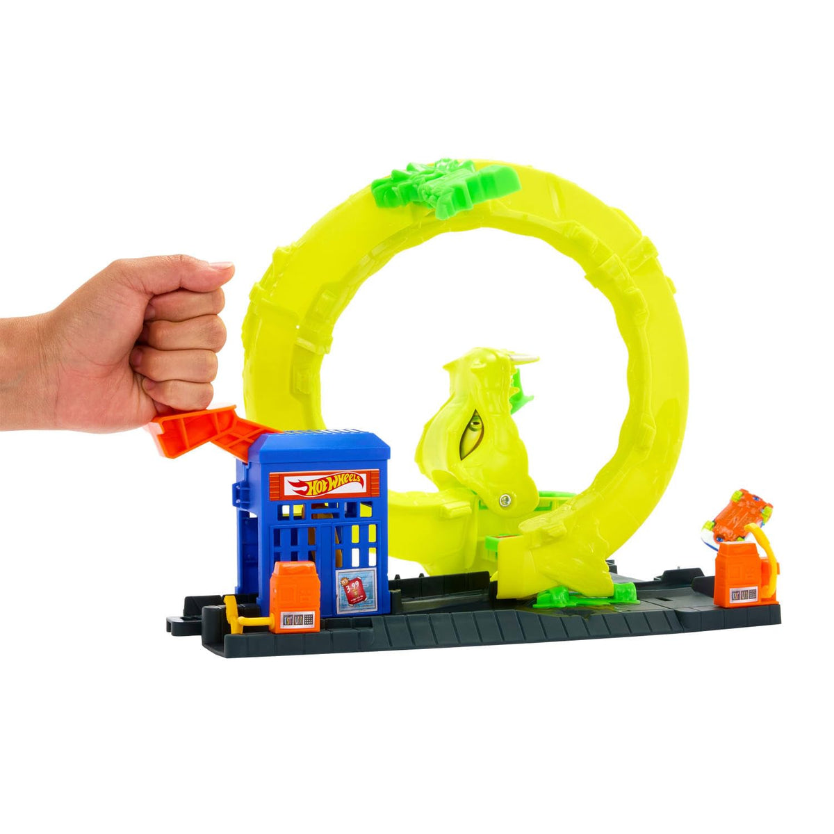Hot Wheels mini-mart covert launcher ready for surprise launches.