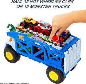 Two-level storage on Hot Wheels Monster Mover keeps a 1:64 fleet organized.
