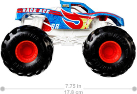 Hot Wheels Monster Trucks back stats card adds character details for storytelling.