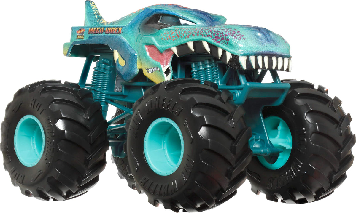Hot Wheels Monster Trucks die-cast metal body offers durable construction.