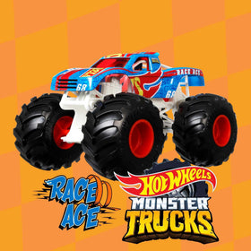 Hot Wheels Monster Trucks with giant wheels enhance dramatic crashes and stunt play.