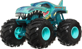 Hot Wheels Monster Trucks oversized 1:24 scale with giant wheels for epic crash play.