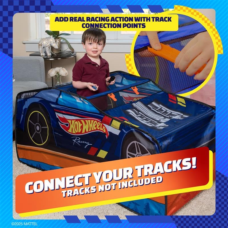 Hot Wheels Pop Up Play Tent sport-style design sparks active pretend racing
