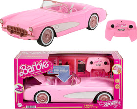 Hot Wheels RC Barbie Corvette front seats with two dolls ready for a road trip.