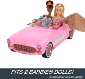 Hot Wheels RC Barbie Corvette in motion for dynamic remote-control fun.