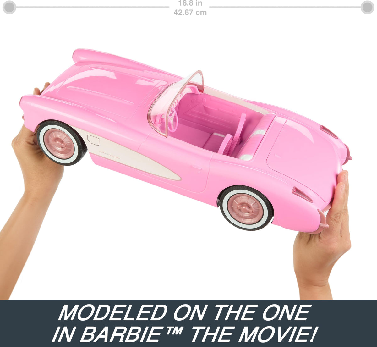 Hot Wheels RC Barbie Corvette trunk open showing accessible accessory storage.