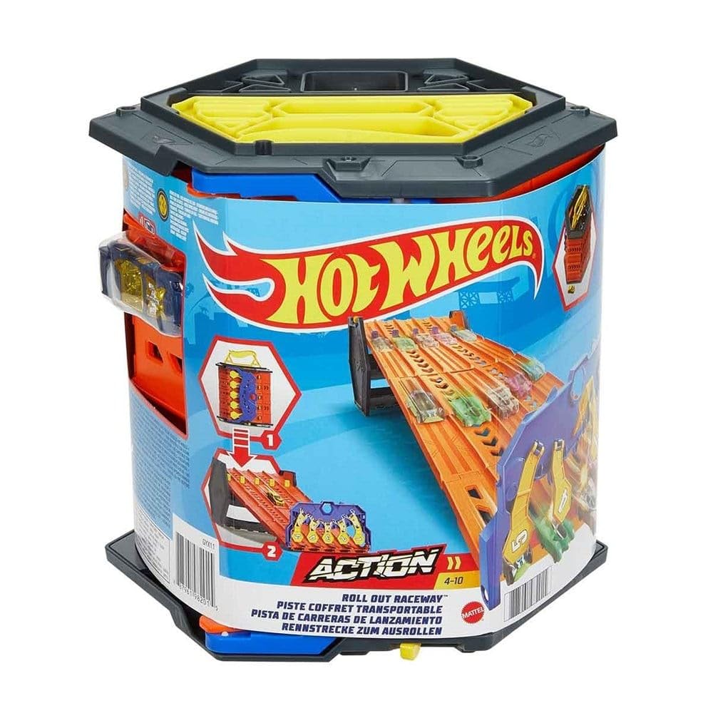 Hot Wheels Roll Out Raceway storage capacity holds up to eighty vehicles.