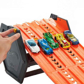Hot Wheels Roll Out Raceway unrolled five-lane track for action-packed racing.