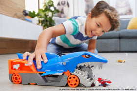 Hot Wheels Shark Chomp Transport jaws opened, ready for action play.