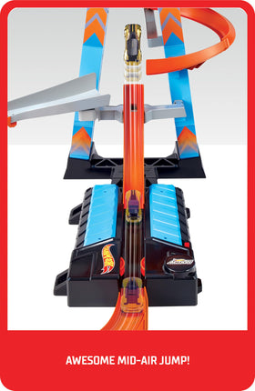Hot Wheels Sky Crash Tower folded for compact storage after play.