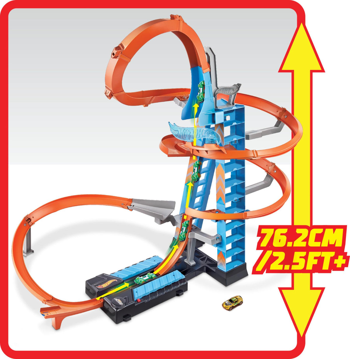 Hot Wheels Sky Crash Tower includes one vehicle for immediate play.