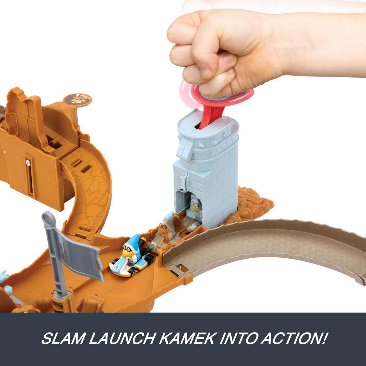 Hot Wheels slam launcher in action delivers fast, dramatic launches.