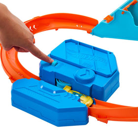 Hot Wheels Speed Snap track assembly shows easy setup and quick reconfigurations.