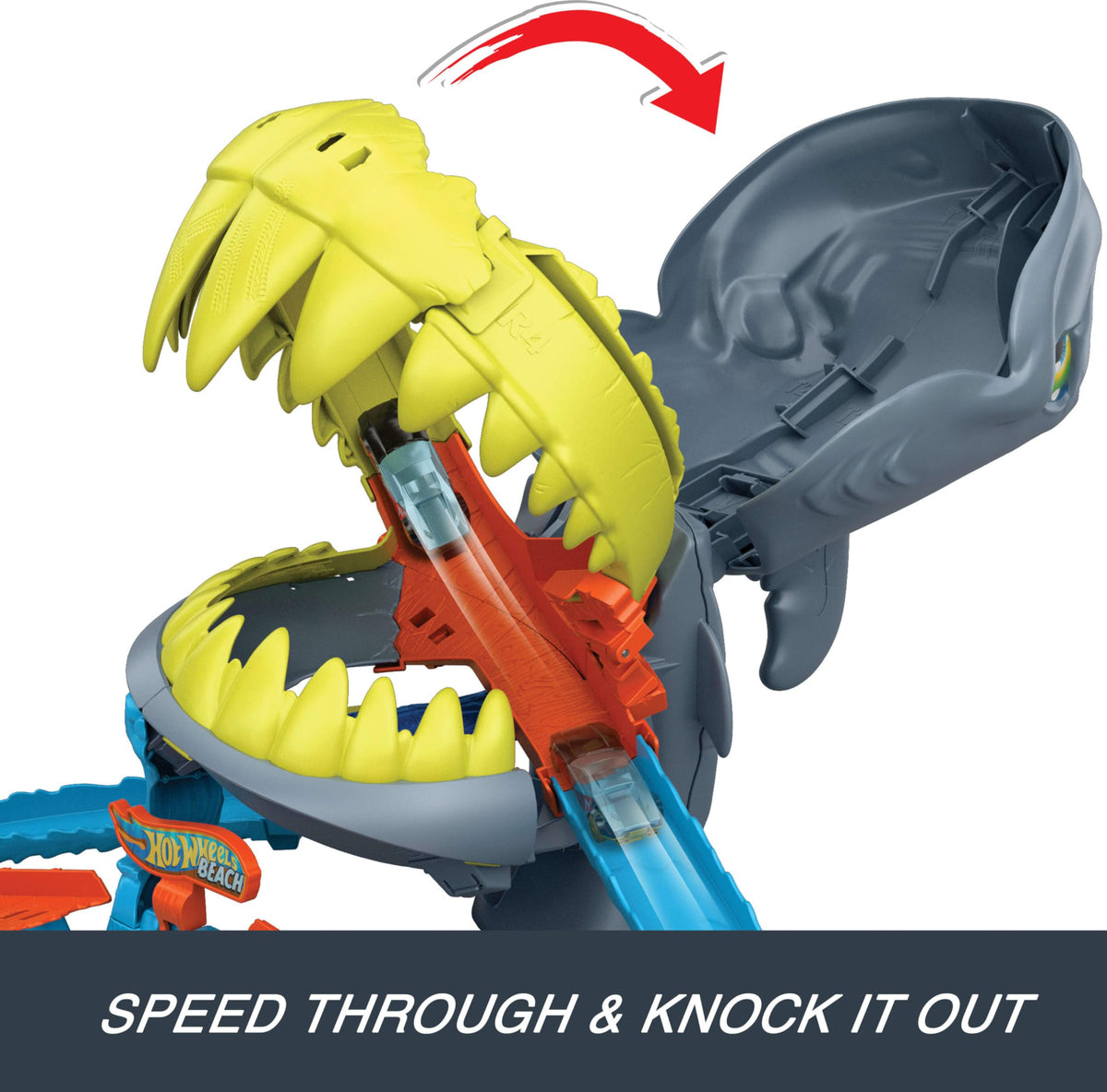 Hot Wheels stop-sign diverter keeps cars on track.