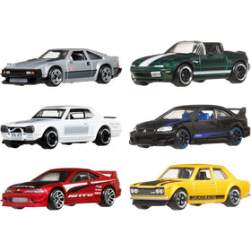 Hot Wheels Streets of Japan 1:64 side view shows sleek profile and collectible detail.