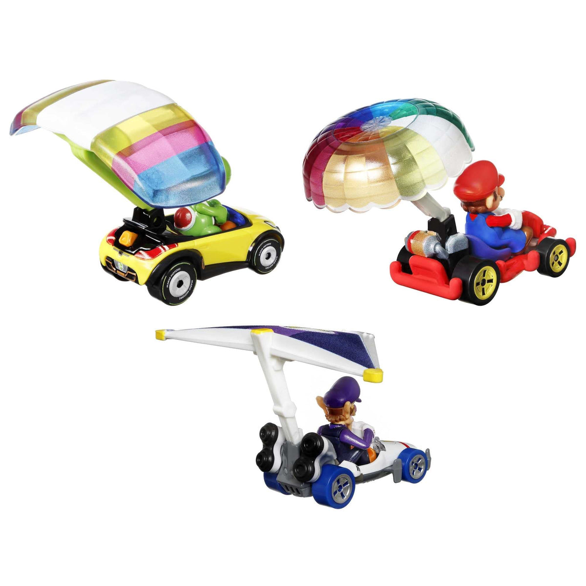 Hot Wheels Mario 3-pack car set boosts collection and imaginative play.