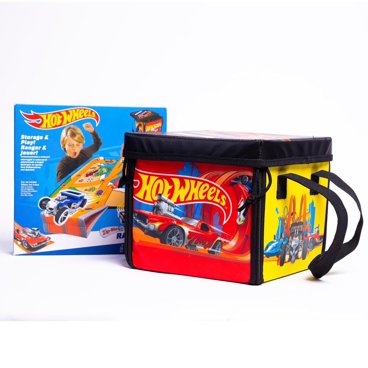 Hot Wheels Tara ZipBin Ramp It Up sturdy handle makes travel easy and fun.