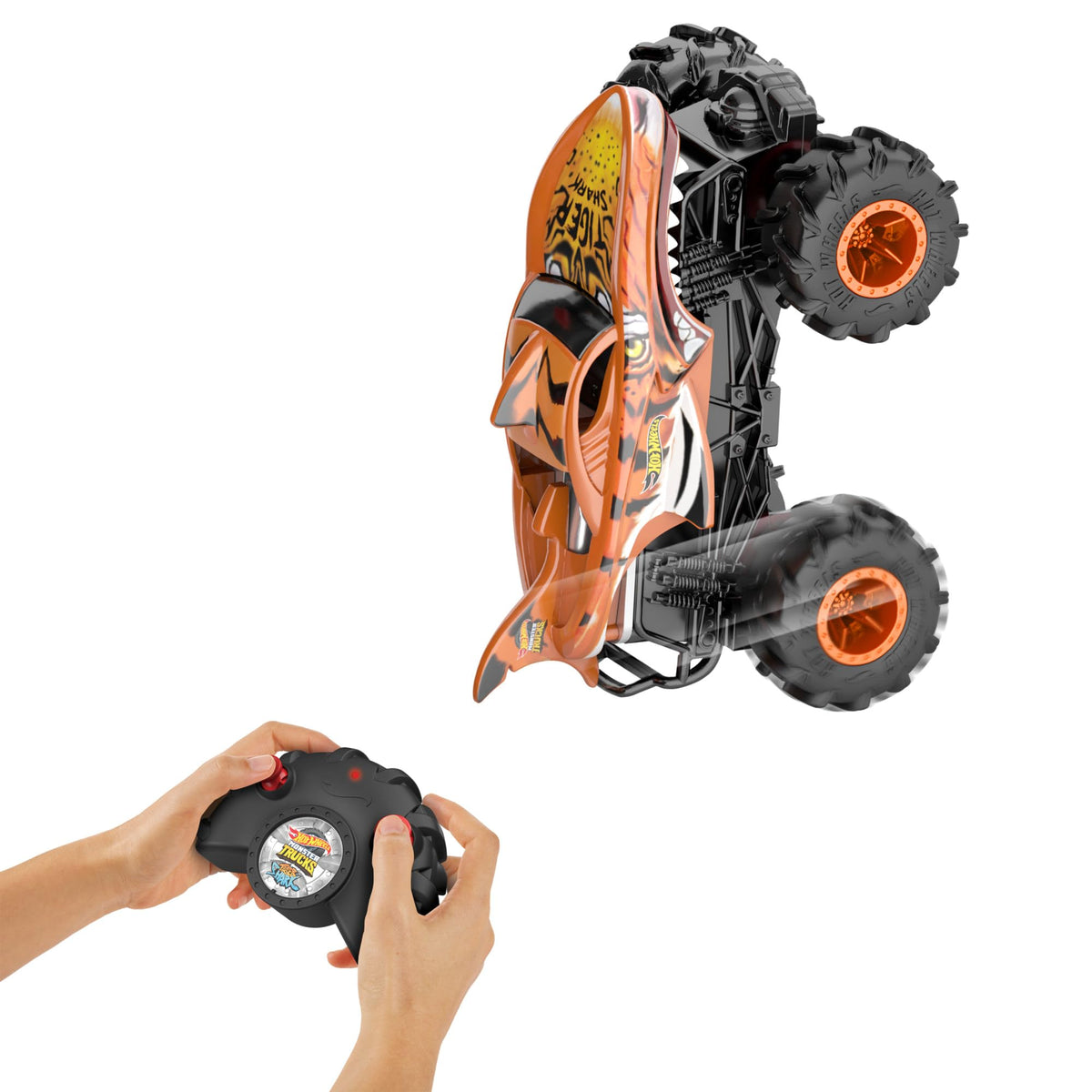 Hot Wheels Tiger Shark RC all-wheel-drive enables stable handling on varied terrain