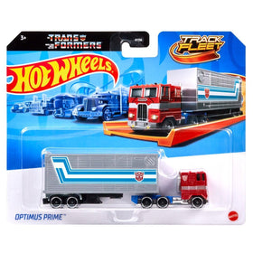Hot Wheels Track Fleet Optimus Prime transforming vehicle for fast, action-packed play.