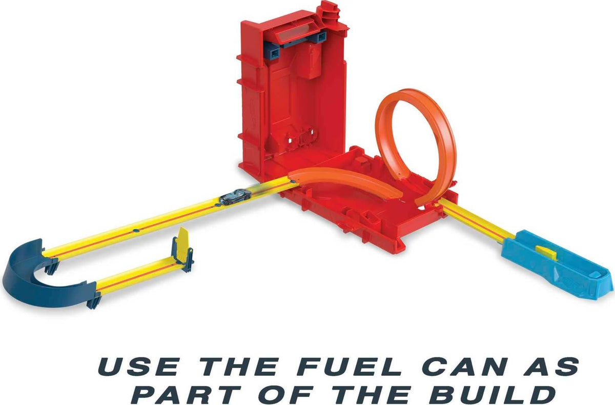 Hot Wheels track pieces connect with other sets for creative, expandable courses