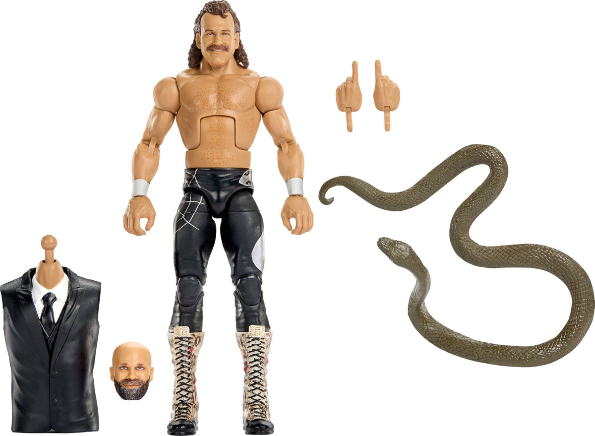 Hot Wheels WWE Elite Jake Roberts figure front view showing poseable articulation.