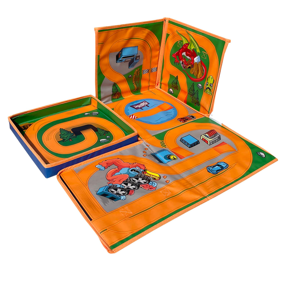 Hot Wheels ZipBin supports imaginative play with a ready-made track-like surface.