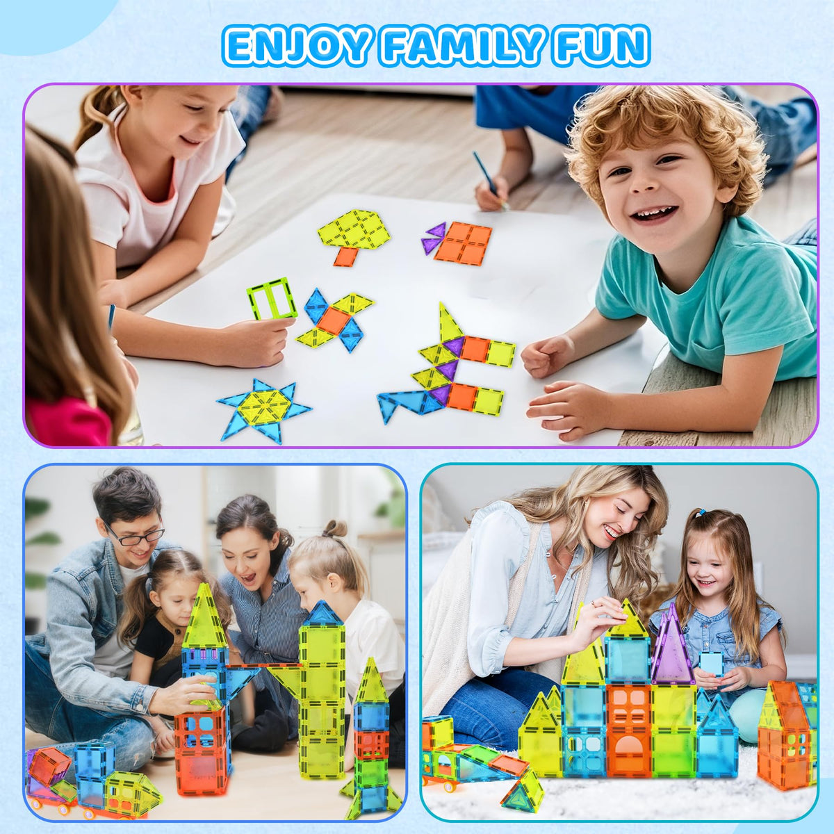 HOTERA magnetic tiles 125pcs STEM learning through magnetism and geometry