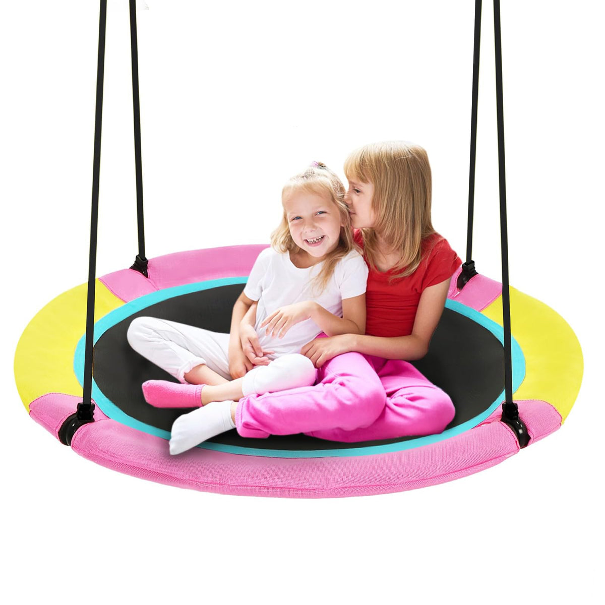 Hotjump 40-inch saucer swing seat in Textilene fabric for durable outdoor use.