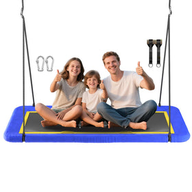 Hotjump 60-inch rectangle swing in blue frame for backyard fun