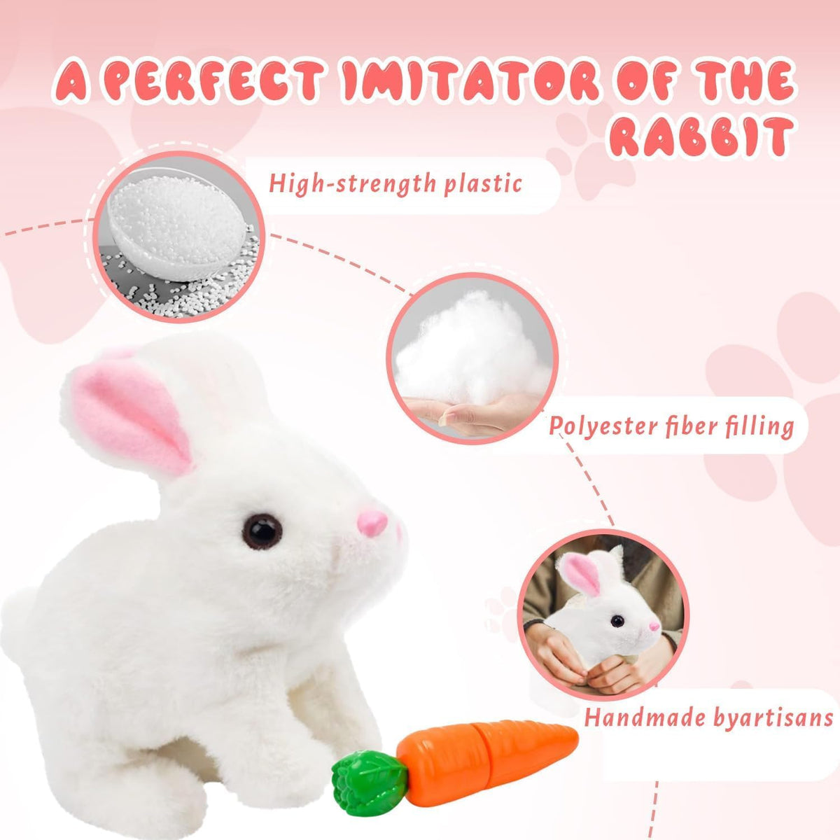 HOTKSOFT Plush bunny chewing motion sparks pretend play