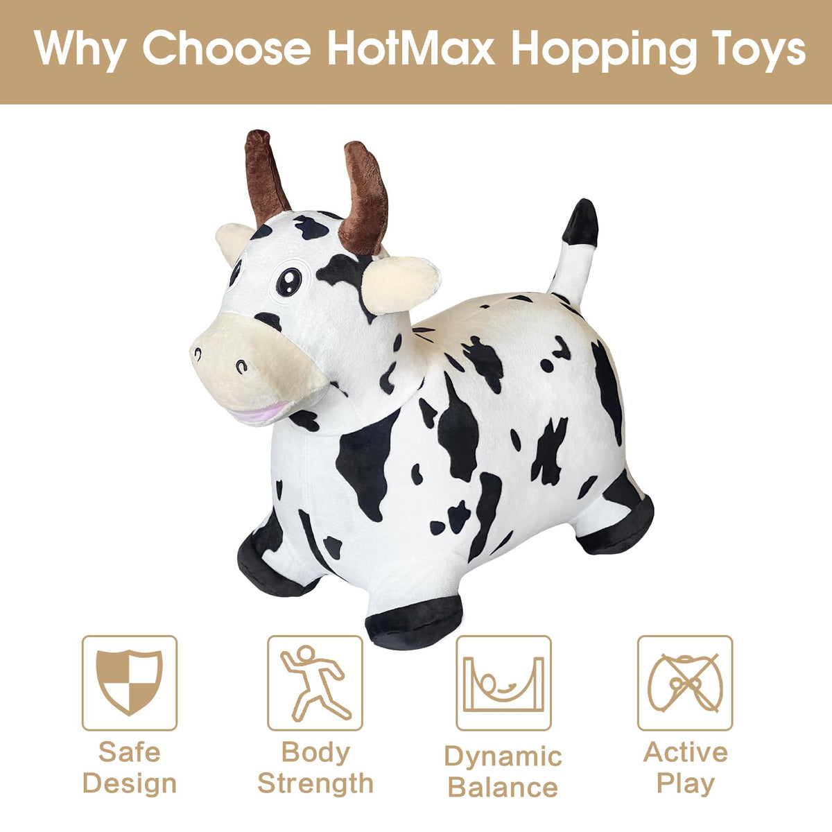 HotMax toy shows sturdy base and handlebars for secure toddler bouncing.