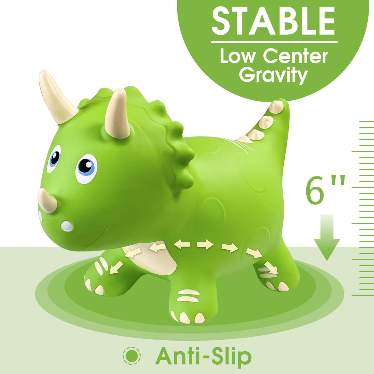 HotMax Dinosaur Bouncy Horse—suitable for indoor and outdoor use in any playtime.