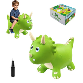 HotMax Dinosaur Bouncy Horse—child riding safely promotes active play.