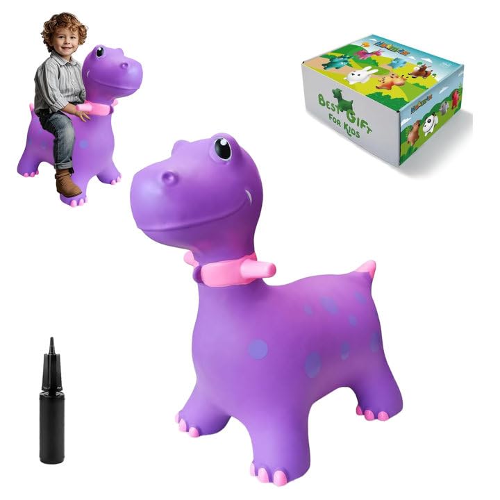 HotMax dinosaur bouncy horse side view promotes active play and imagination.