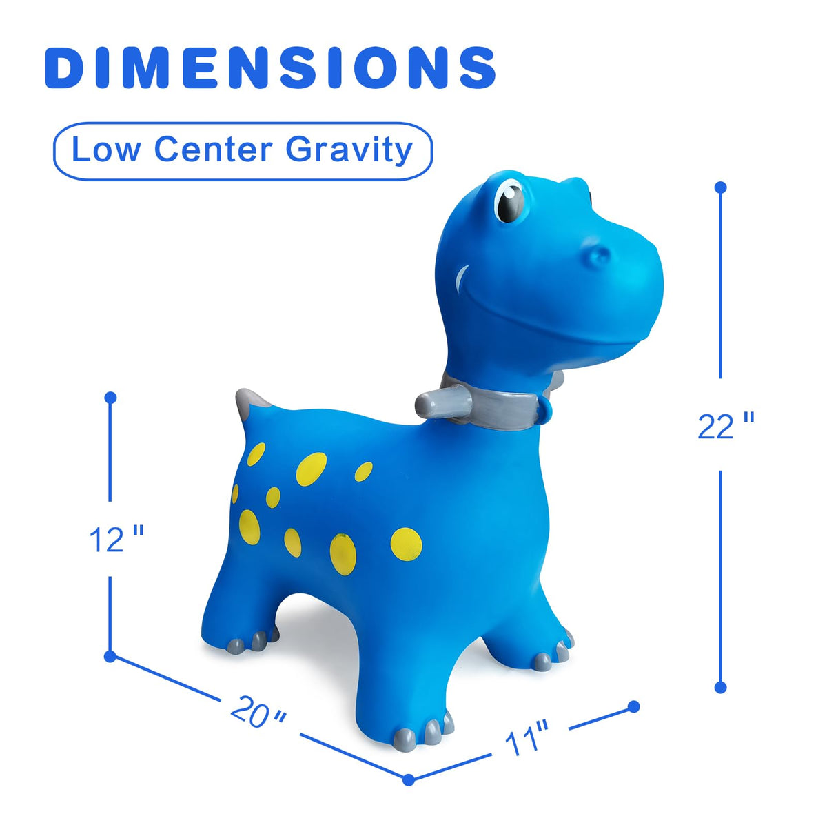 HotMax dinosaur hopper with stable base and handles for safe bouncing.