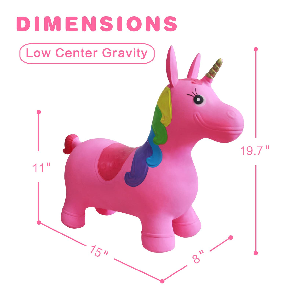 HotMax Unicorn bouncy horse inflation valve enables quick setup.