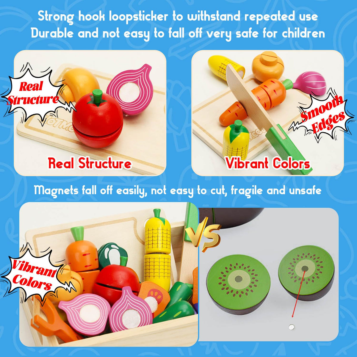 HOTMOODSY wooden play food mushroom for color sorting and cooperative play