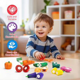 HOTMOODSY wooden play food pumpkin for role-play and early math practice