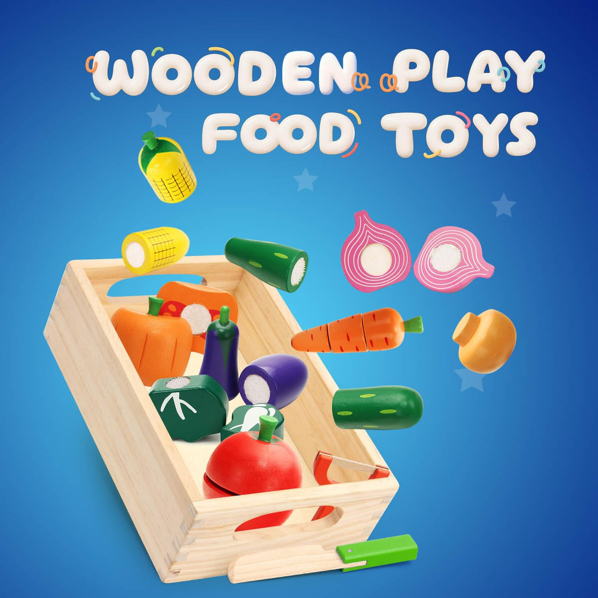 HOTMOODSY wooden play food tomato for cutting practice and imaginative meals