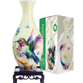HOTPLACY 3D puzzle vase assembled on display with fresh flowers for home décor.